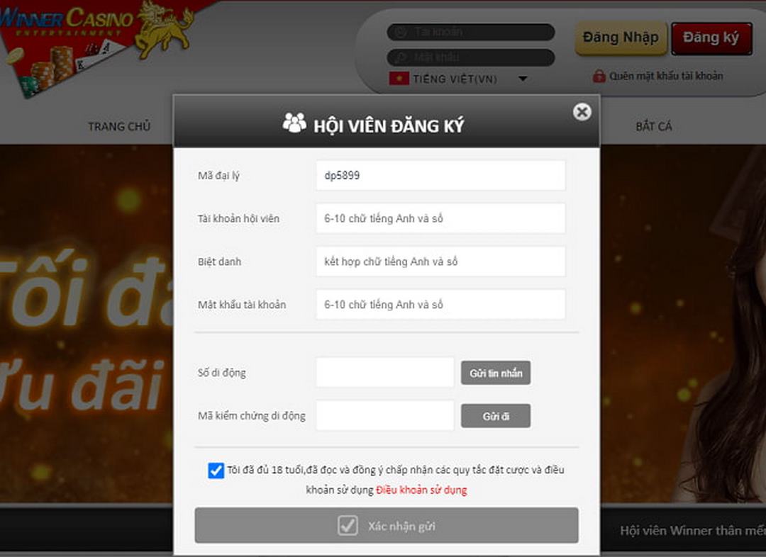 Hướng dẫn đăng ký tài khoản nhà cái Winner